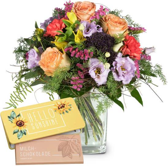 Fleurop Sinfonie der Farben mit Schoggi-Tafel «Hello Sunshine» (Schnittblumen)