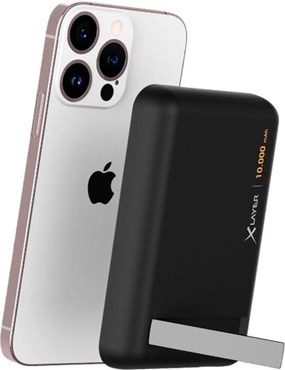 Produktbild Xlayer Magfix Pro Kabelloses Schnellladegerät Powerbank mit Stand 10.000mAh 20W Schwarz (10000 mAh, 20 W, 37 Wh)