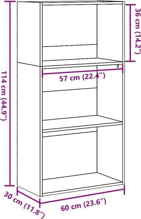 Actual product image VidaXL Bücherregal Regal Standregal Büroregal Aktenregal Aufbewahrungsregal Weiss (60 x 30 x 114 cm)