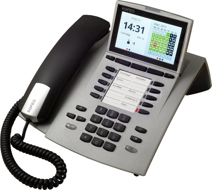 Agfeo ST 45 silber 10,88cm 4,3 Zoll Farbdisplay Soft-Keys Steckplatz für A-Modul 42 und BT-Modul 40 int...