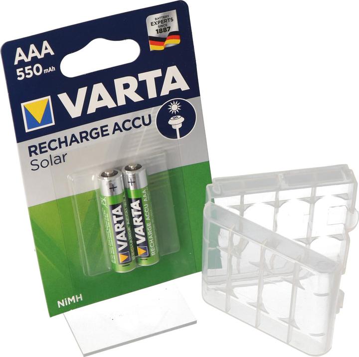 Image du produit Varta Accu solaire AAA Micro idéal pour les lampes de jardin, avec AkkuBox (AAA, 550 mAh)