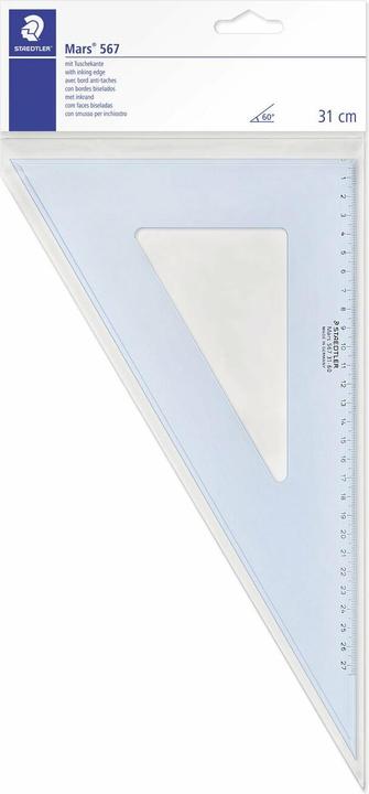 Produktbild Staedtler Zeichendreieck Mars, 45 Grad, Hypothenuse: 320 mm aus Plexiglas, mit Tuschekante, Skalierung ab der (310 mm)