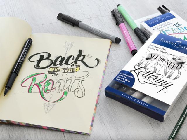 Actual product image Faber-Castell Pitt Artist Pen Handlettering (Black, Gray, 9 x)