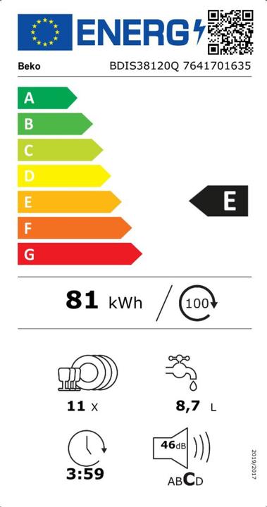 Energie-Label Beko BDIS 38120Q 45cm breit