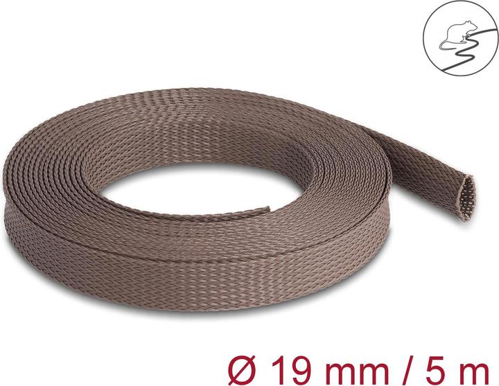 Produktbild Delock Geflechtschlauch nagerfest, 5 m x 19 mm Braun (Kabelschlauch, 550 cm)