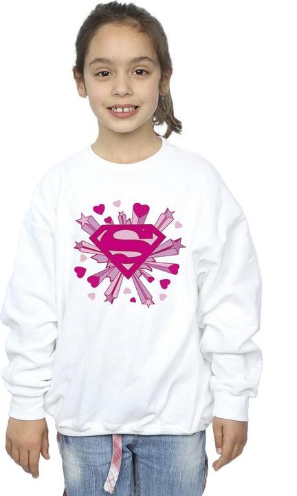 Image du produit - Sweat SUPERMAN PINK HEARTS AND STARS LOGO - Fille (152, 158)