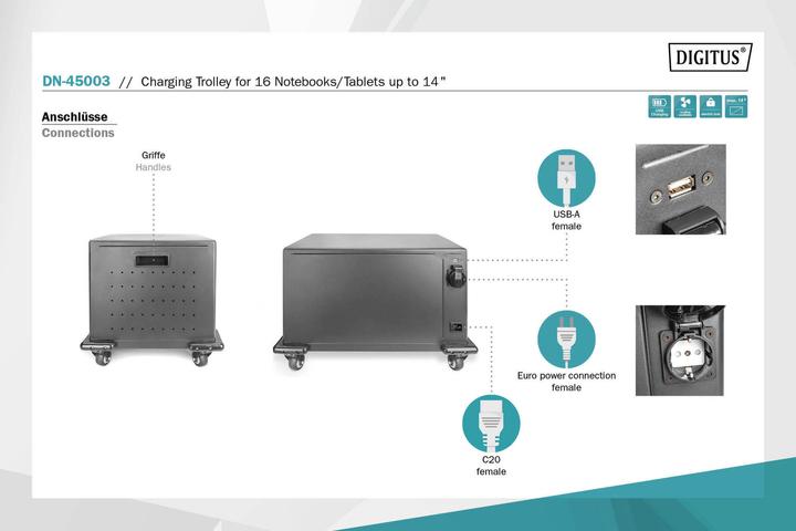 Produktbild Digitus Mobiler Ladeschrank für Tablets bis 14 Zoll