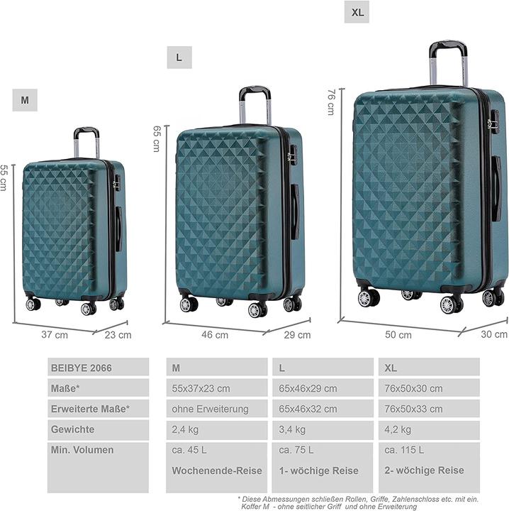 Image du produit Beibye Set de valises (115 l, M (50 - 90l), L (90 - 115l), XL (à partir de 115l))