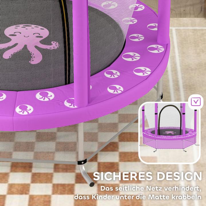 Actual product image Aiyaplay Kinder Trampolin Stahl, Kunststoff Violett (140 cm)