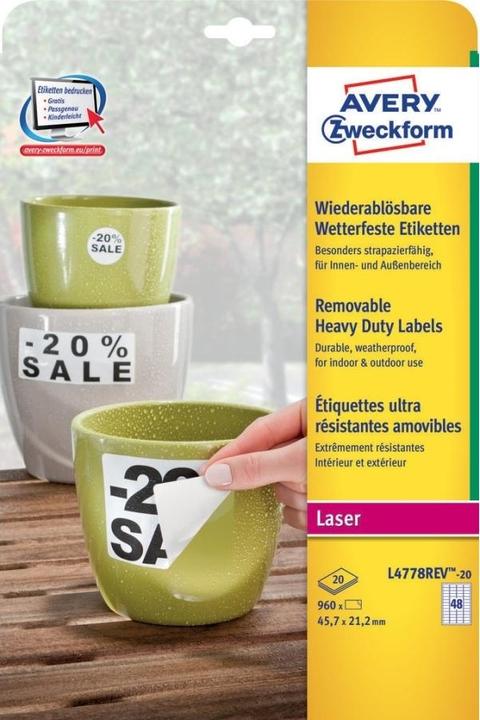 Produktbild Avery wetterfeste, wiederablösbare Etiketten