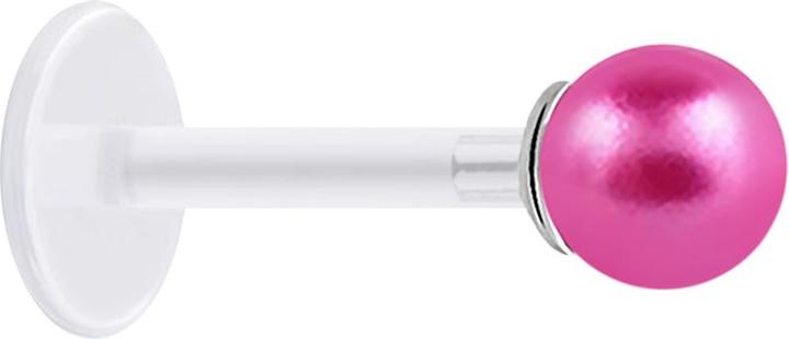 Produktbild Star Piercing Micro Labret transparent mit Perle Kugel pink (ohne Messing, 925 Sterlingsilber, Bioflex)