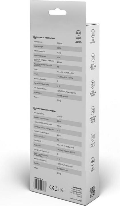 Produktbild Savio Überspannungsschutz 3-polige Steckdosenleiste 1 5m weiss LZ-07 (3 x, CEE 7/5, 1.50 m)