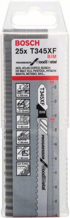 Produktbild Bosch Professional Zubehör PRO Multi Material thick and thin T345XF Stichsägeblatt, 132 mm, 25-tlg.