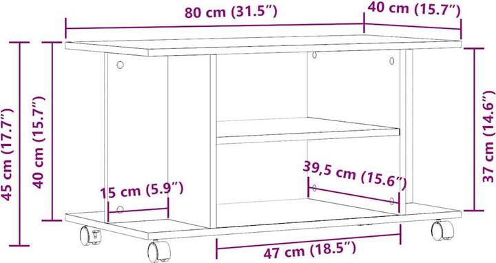 Immagine prodotto VidaXL Mobile TV (80 x 40 x 45 cm)