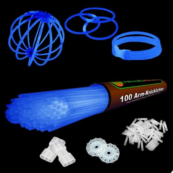 Image du produit Knicklichter 100 bras lumineux en BLEU avec connecteurs TopFlex ultra-flexibles inclus