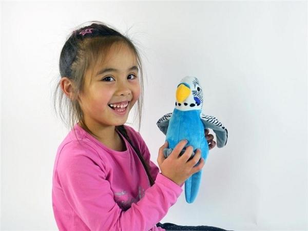 Actual product image Kögler Talking budgie blue babbling animal with microphone, speaks after (21 cm)