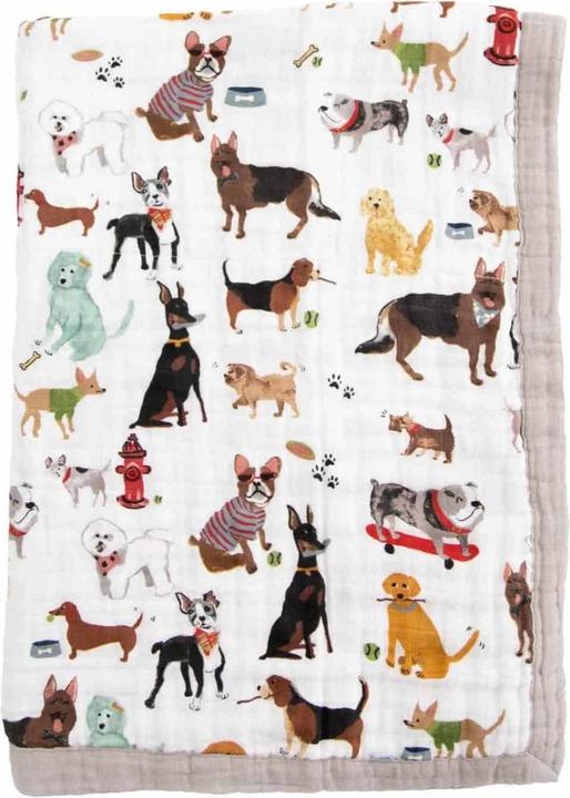Actual product image little unicorn Cotton Muslin Baby Blanket - Woof (120 x 120 cm)