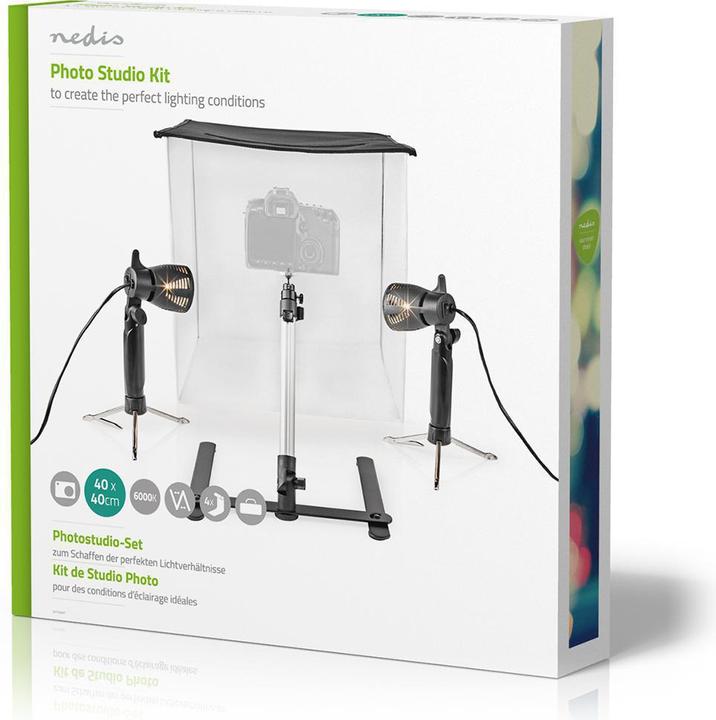Immagine prodotto Nedis Kit Studio Fotografico | 400 lm | Pieghevole | Sfondi inclusi | Borsa di trasporto inclusa | Nero (Riflettore pieghevole, 43 cm)