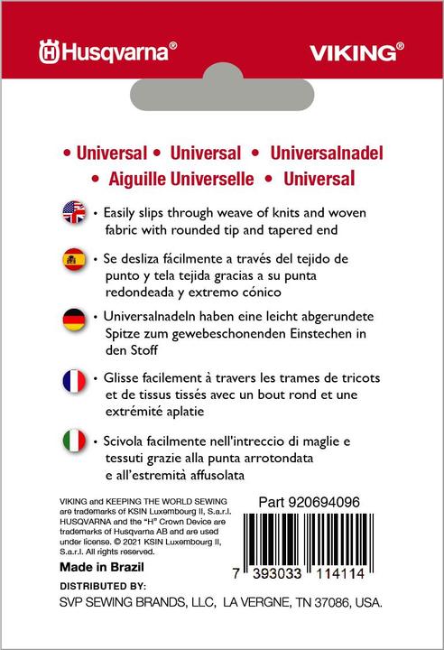 Actual product image Husqvarna Universal needle 80/12, 10 needles