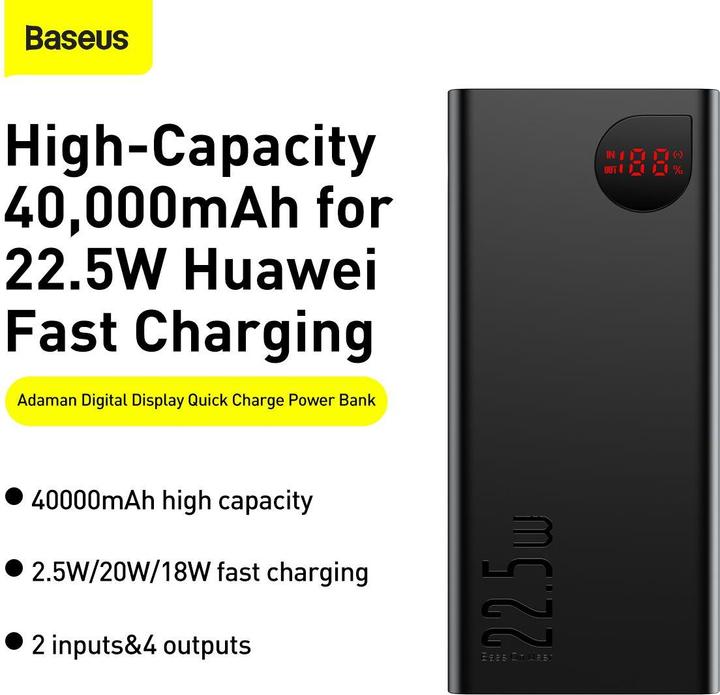 Produktbild Baseus Adaman Digital Display (40000 mAh, 22.50 W, 148 Wh)