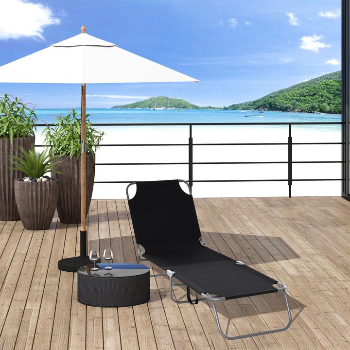 Immagine prodotto Outsunny Lettino prendisole con schienale regolabile (187 cm)