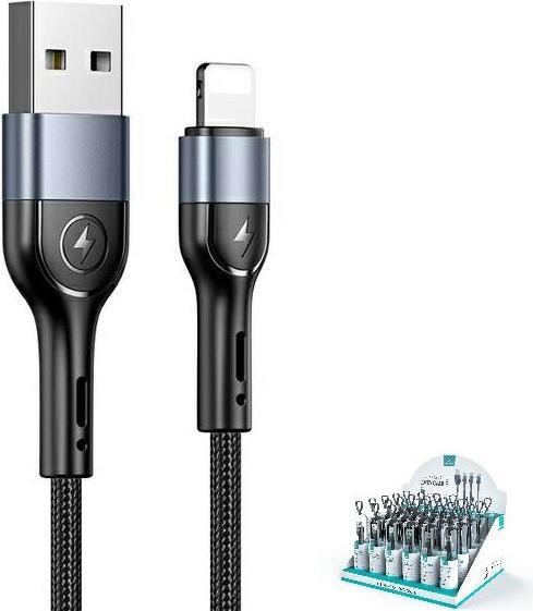 Actual product image Usams Cable pleciony U55 2A lightning 1szt for set U55 czarny/black 1m SJ448ZJ01 (US-SJ448) SJ448USB (1 m, USB 3.0)
