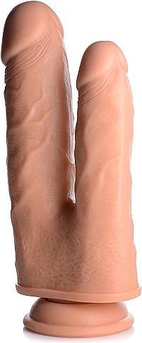 Actual product image Curve Toys 8" Double Shot Liquid Silicone Double Penetration Dildo 10X w/Tu