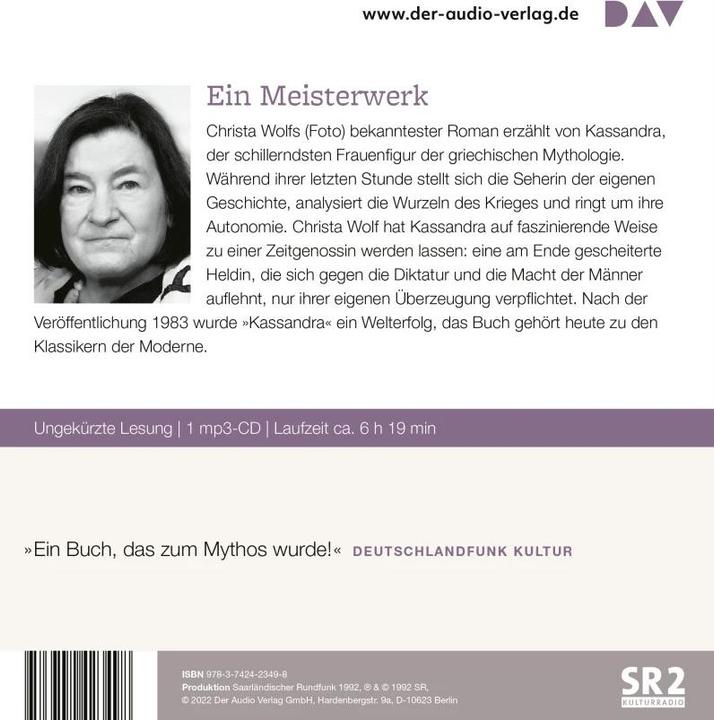 Produktbild Kassandra (Christa Wolf, Deutsch)