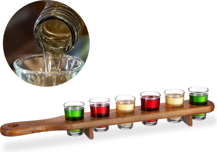 Actual product image Relaxdays Shot Paddle Board with 6 Glasses (0.44 dl, 1 x, Shot glass)