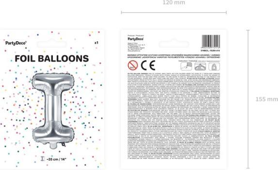 Produktbild Partydeco Ballon Brief "I" in Silber (1 x)
