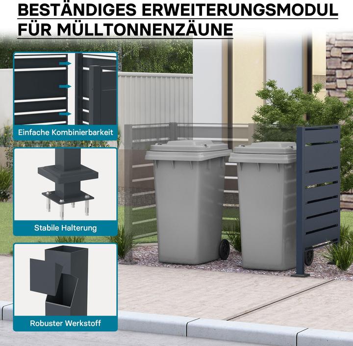 Actual product image Wiltec Waste bin fence extension module anthracite Privacy screen waste bin box