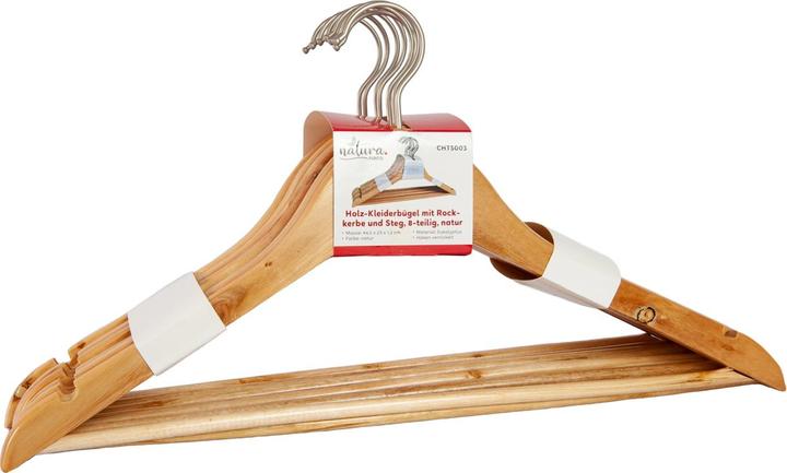 Image du produit Natura Punto Lot de 24 cintres avec encoche pour jupe et barrette pour pantalon (24 x)