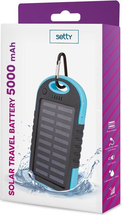 Actual product image Setty Powerbank TelForceOne Solar Power Bank 5000 Mah Mėlyna (5000 mAh)