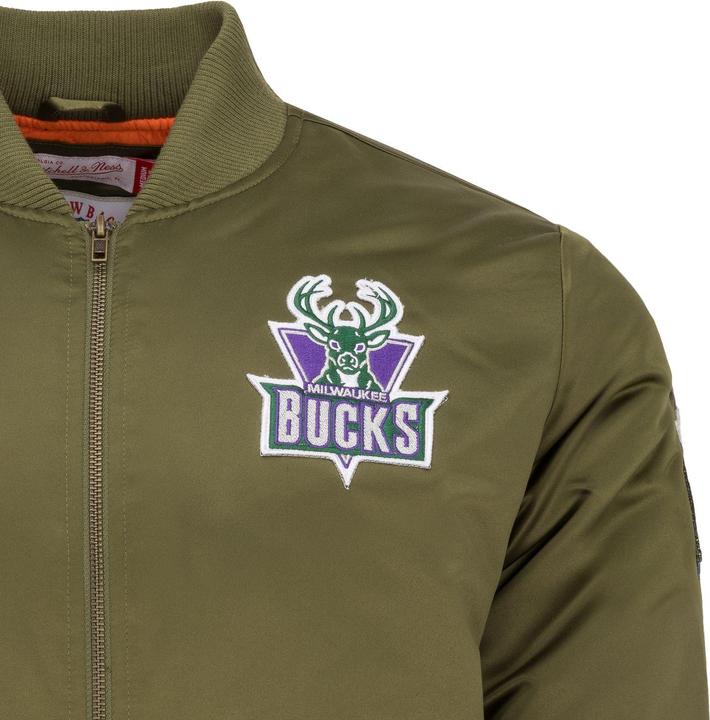 Produktbild Mitchell & Ness M&N Satin Bomber Jacke - PATCHES Milwaukee Bucks - XXL (XXL)