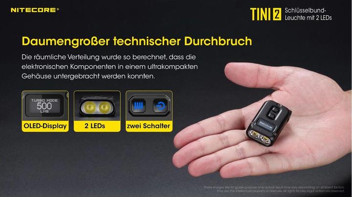 Actual product image Nitecore TINI 2 - 500 lumen, grey (4.70 cm, 500 lm)