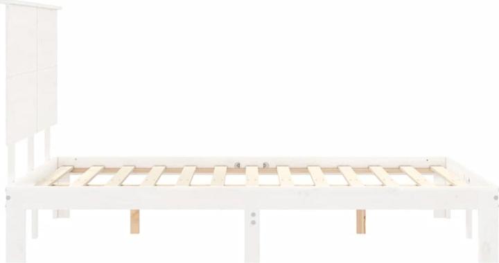 Produktbild VidaXL Massivholzbett mit Kopfteil Weiss 4FT6 Double (135 x 190 cm)