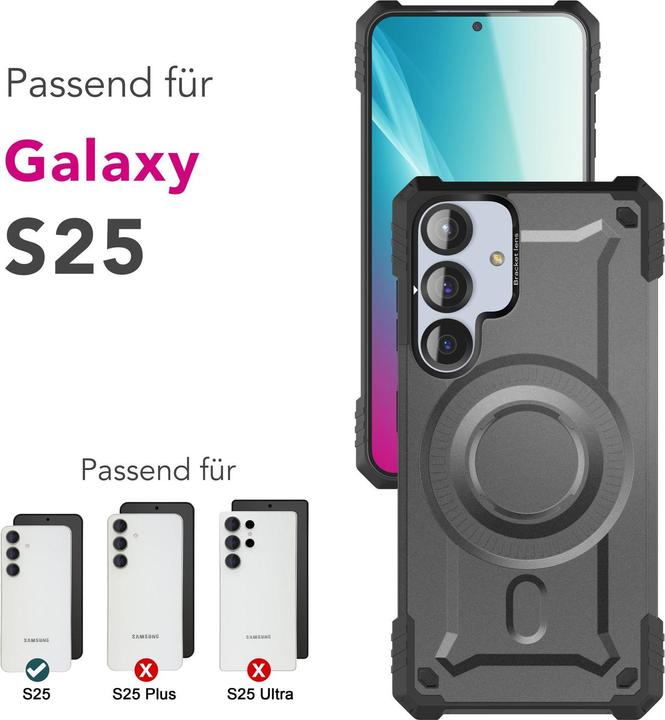 Produktbild Nalia Granite - Armor Panzer Hülle mit MagSafe Ring und Ständer - Military Hardcase (Samsung Galaxy S25)
