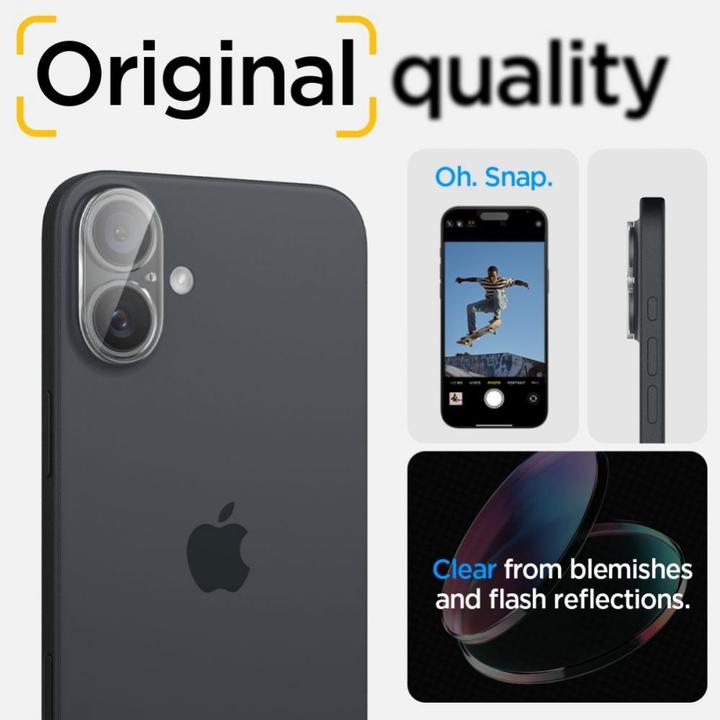 Immagine prodotto Spigen Vetro temperato Optik Glas.tR per fotocamera iPhone 16 / 16 Plus - trasparente (2 pezzi) (2 Pezzo/i, Apple iPhone 16, Apple iPhone 16 Plus)