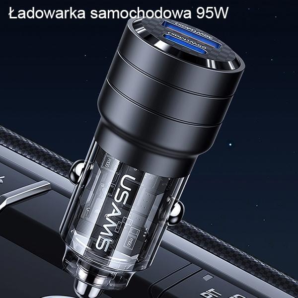 Actual product image Usams Ład. sam. C36 USB+USB-C 95W Fast Charge fioletowy/purple CC176CC02 (US-CC176)