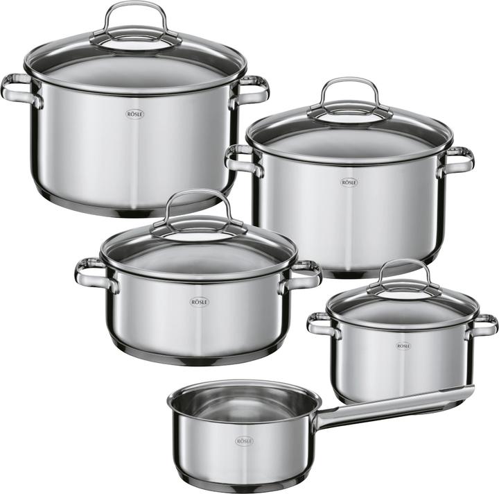 Rösle Elegance Topf Set 5teilig (16 cm, Pfannenset + Topfset, Edelstahl)