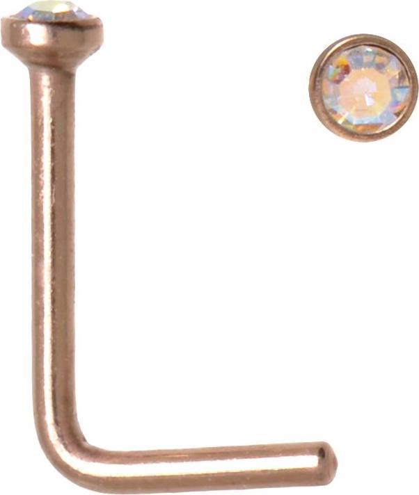 Produktbild Bijouteria Nasenpiercing (Chirurgenstahl 316L, PVD Beschichtung (goldfarbig), Premium Kristall)