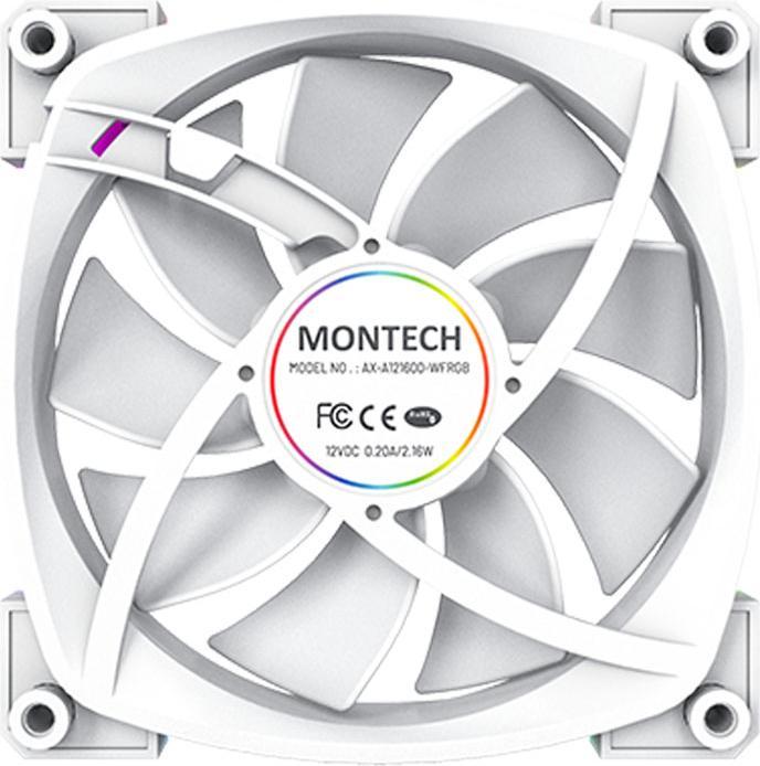 Actual product image Montech AX120 PWM ARGB fan - 120mm, white (120 mm, 1 x)