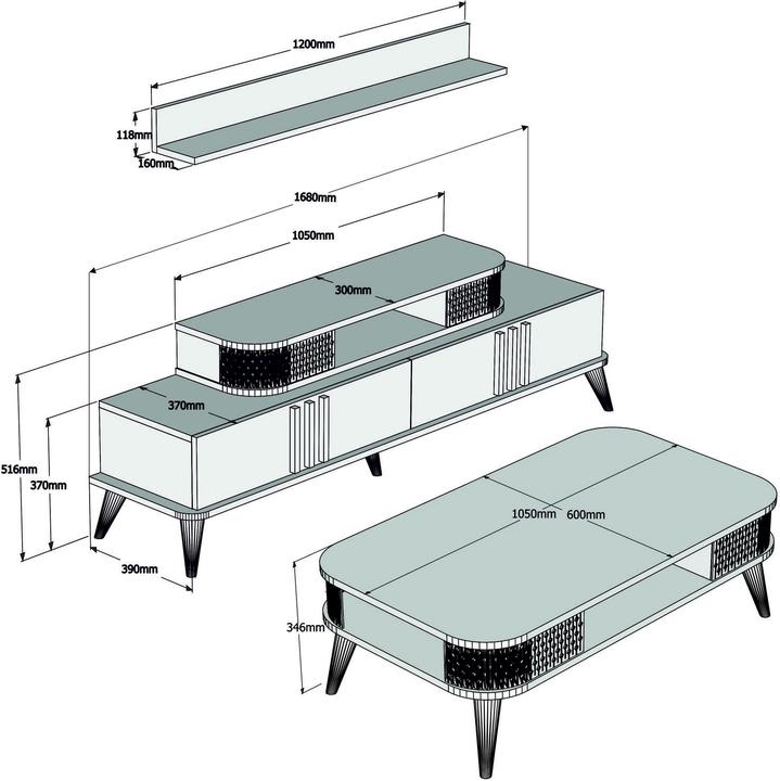 Immagine prodotto Hanah Home Alberto (120 x 16 x 12 cm)