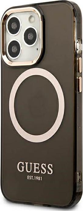 Actual product image Guess GUHMP13XHTCMK iPhone 13 Pro Max 6.7" czarny/black hard case Gold Outline Translucent MagSafe (Apple iPhone 13 Pro Max)
