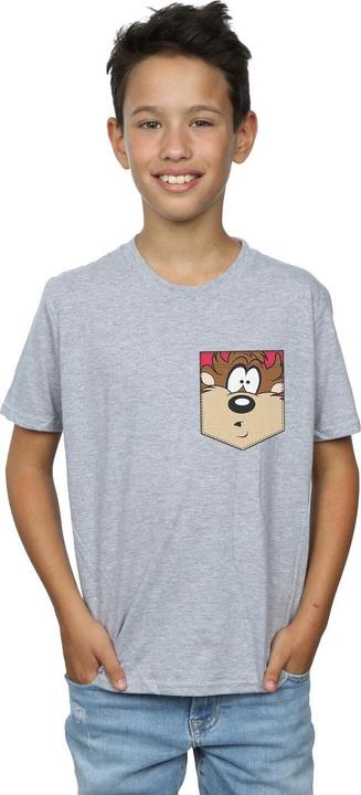 Actual product image Looney Tunes Boys Tasmanian Devil Face Faux Pocket T-Shirt (140, 146)