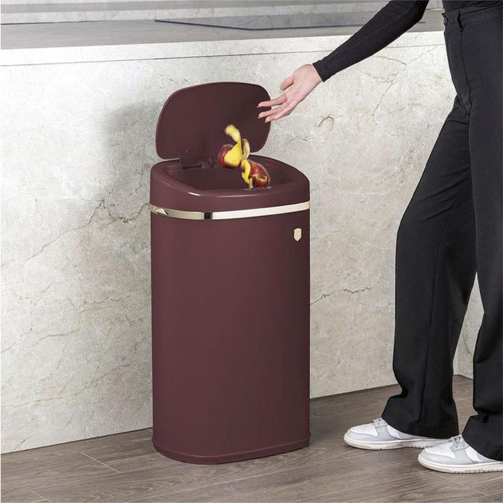 Image du produit BerlingerHaus Poubelle design en métal, avec capteur, 58l, bordeaux (58 l)