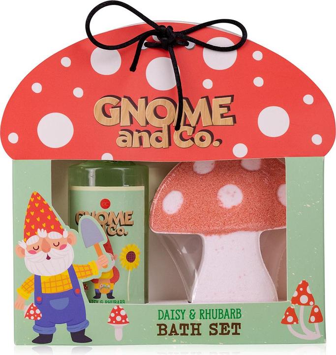 Accentra Badeset GNOME & CO. in Geschenkbox, inkl. 100ml Duschgel, 100g Badefizzer, Duft: Daisy & Rhubarb, Fa (Haarpflege set)