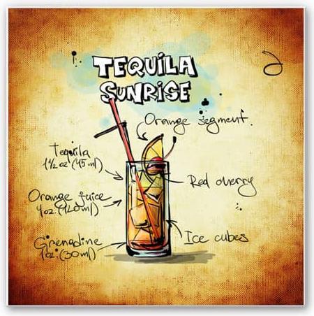 Image du produit Trenddeko Tequila Sunrise - Recette (50 x 50 cm)