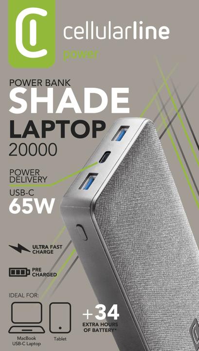 Produktbild Cellularline Shade Laptop 20000 (20000 mAh, 65 W, 74 Wh)