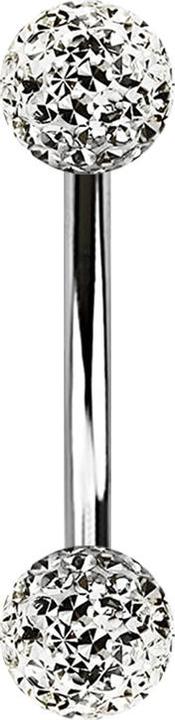 Produktbild Star Piercing Banane silber mit zwei Kristall Kugeln silber Epoxy Schutzschicht (Chirurgenstahl 316L, ohne Messing)